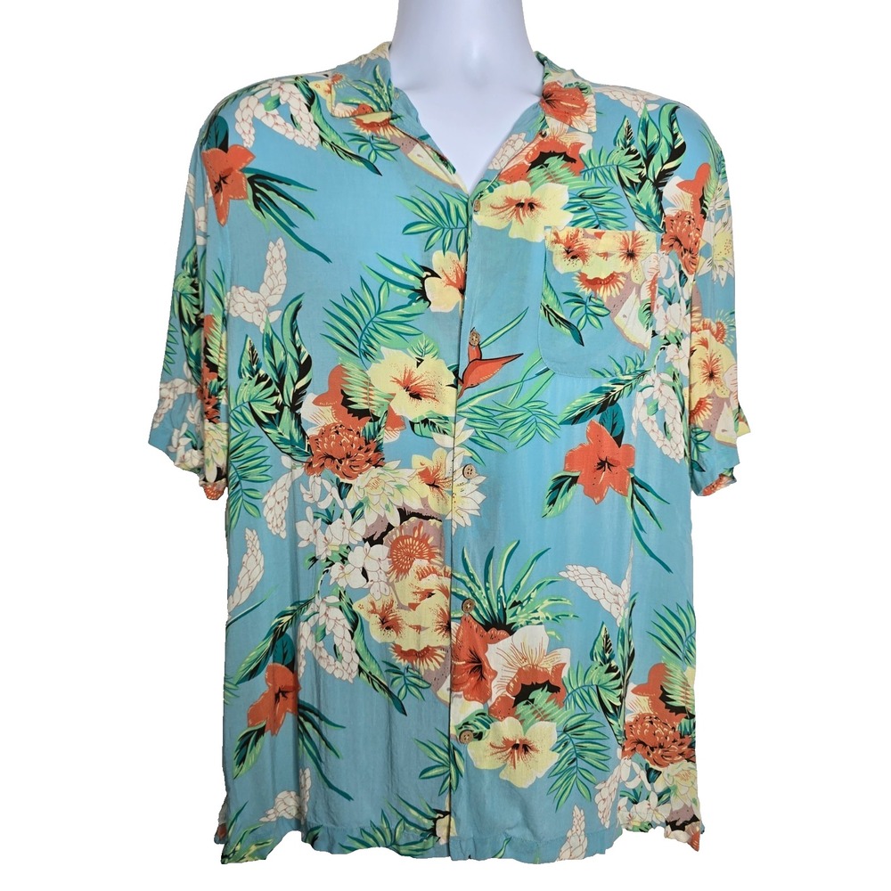AllSaints Calypso Shirt Mens Large Multicolor Floral Short Sleeve Hawaiian Relax
